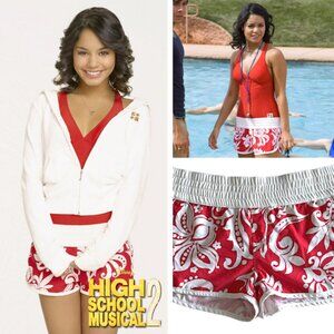 2000s Red and White Board Shorts ASO Gabriella Montez
